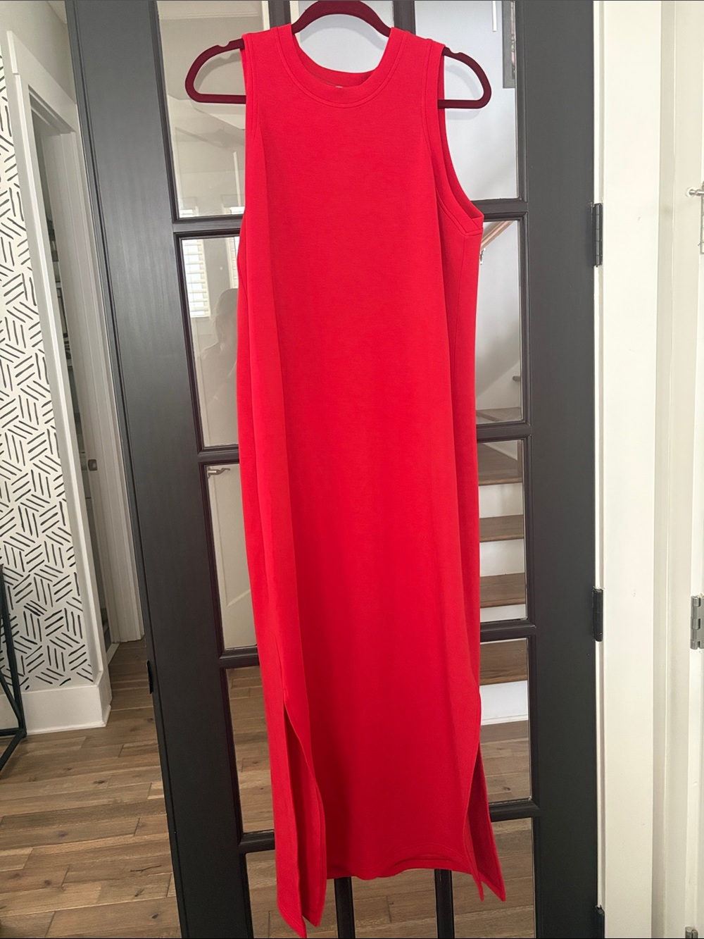 SPANX Red Sleeveless Tank Maxi Dress with Side Slits